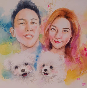 Watercolour Pet and Owner Portrait