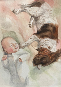 Watercolour Pet and Owner Portrait