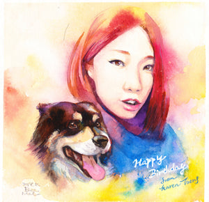 Watercolour Pet and Owner Portrait