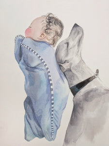 Watercolour Pet and Owner Portrait