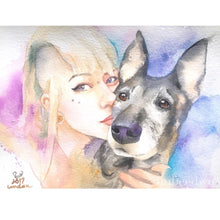 Load image into Gallery viewer, Watercolour Pet and Owner Portrait